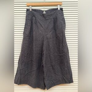 Ecote | Black Linen Wide Leg Crop Pants